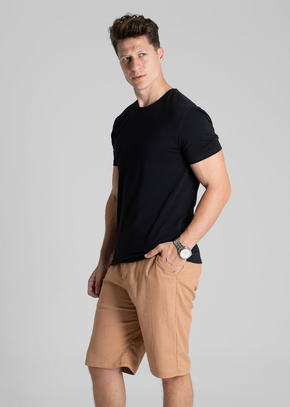 Bermuda Linho Sawary - 280477 MARROM