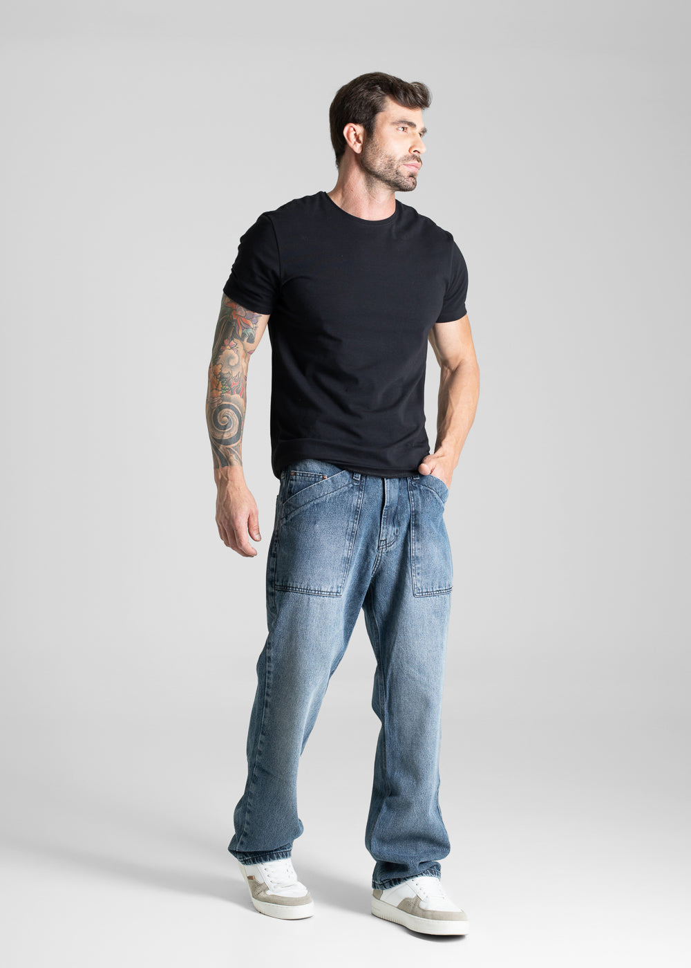 Calça Jeans Sawary Baggy - 281048 PRETO