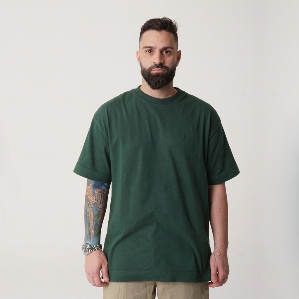 Camisa Masculina Oversized Premium 20.1 Verde Militar Lisa