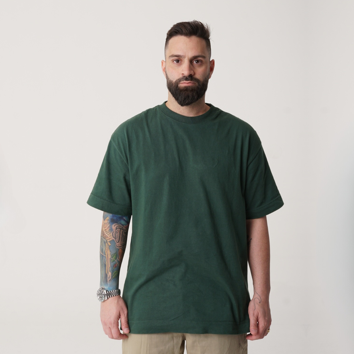 Camisa Masculina Oversized Premium 20.1 Verde Militar Lisa