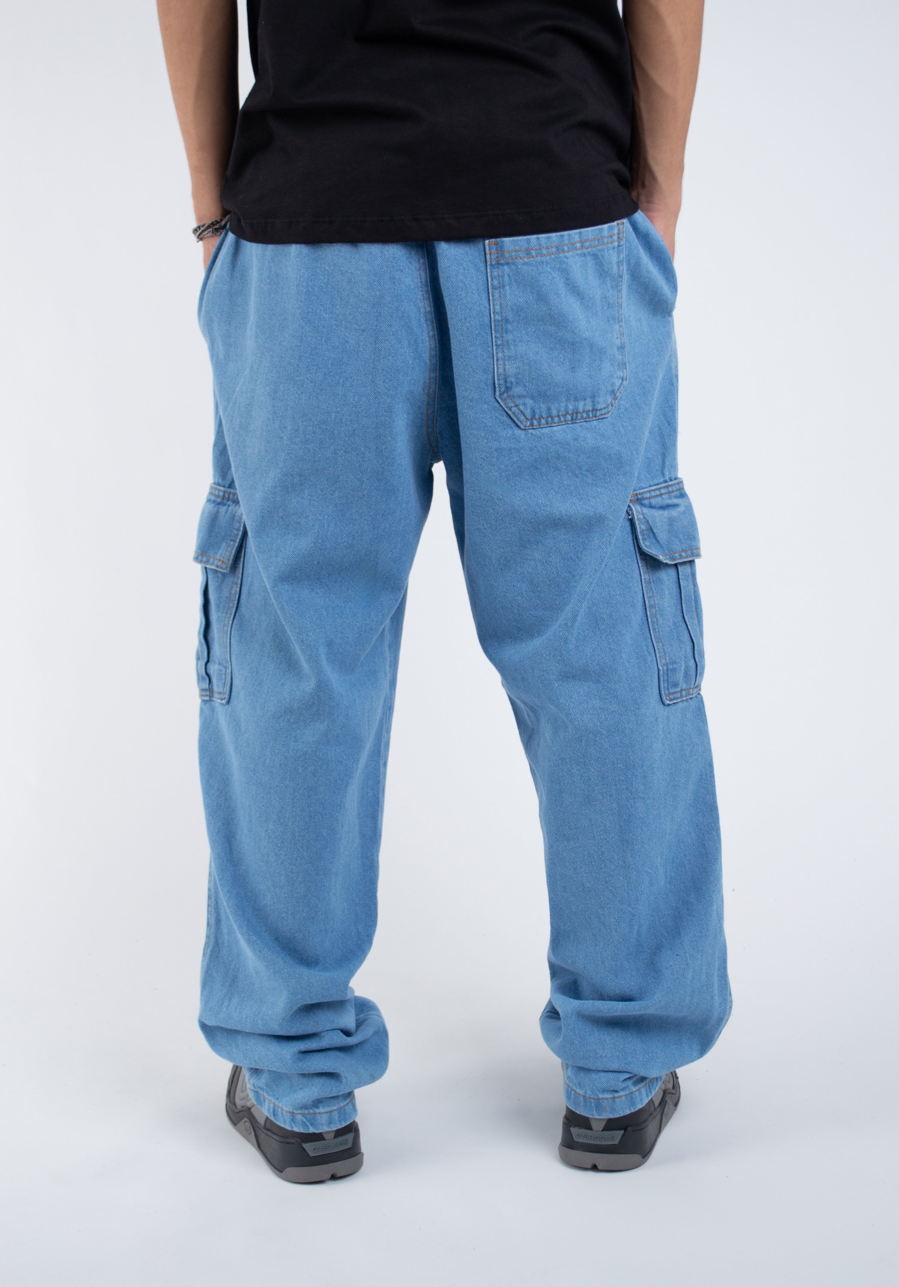 Calça Jeans Cargo Basic Azul