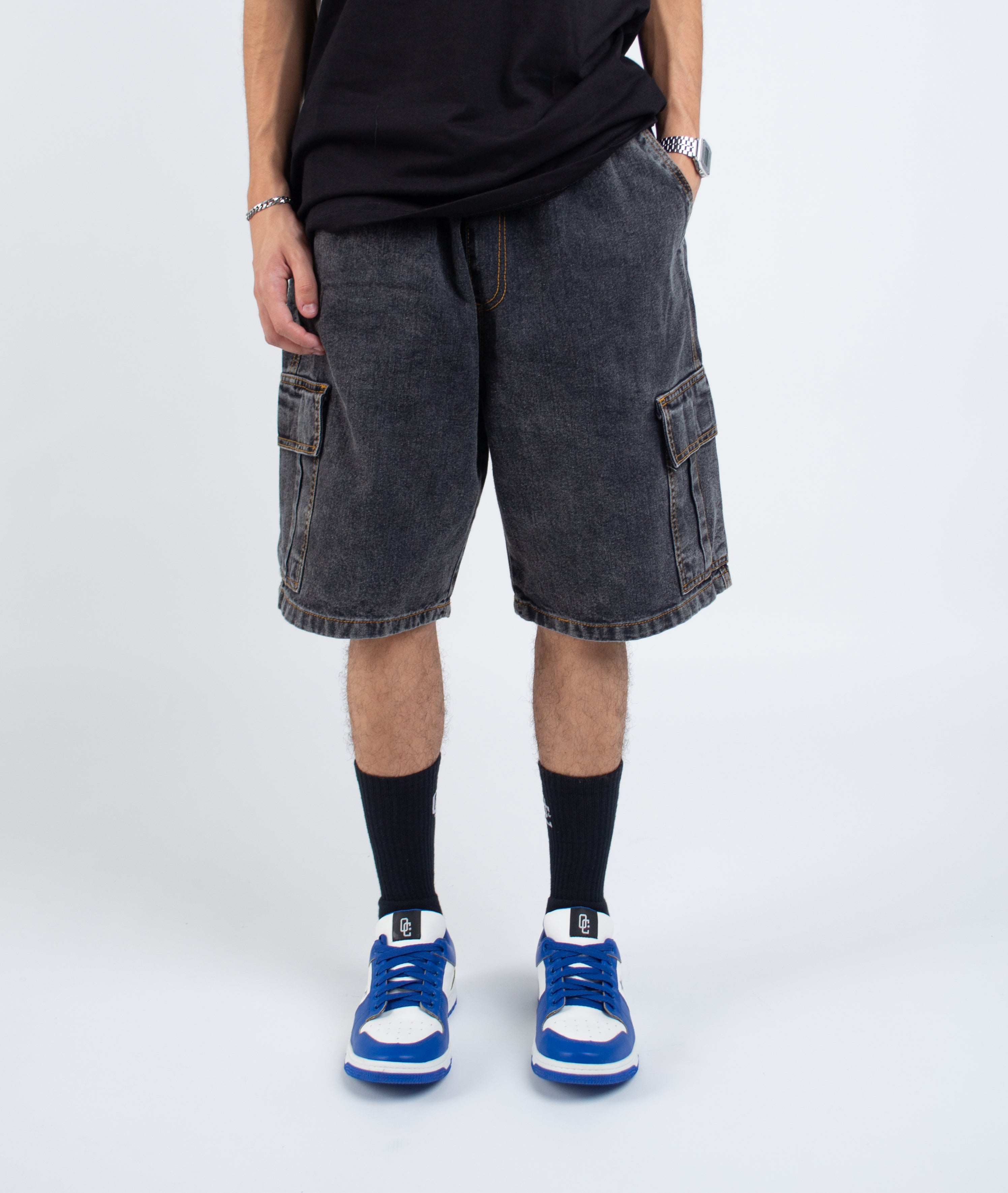 Bermuda Jeans Cargo Basic Black