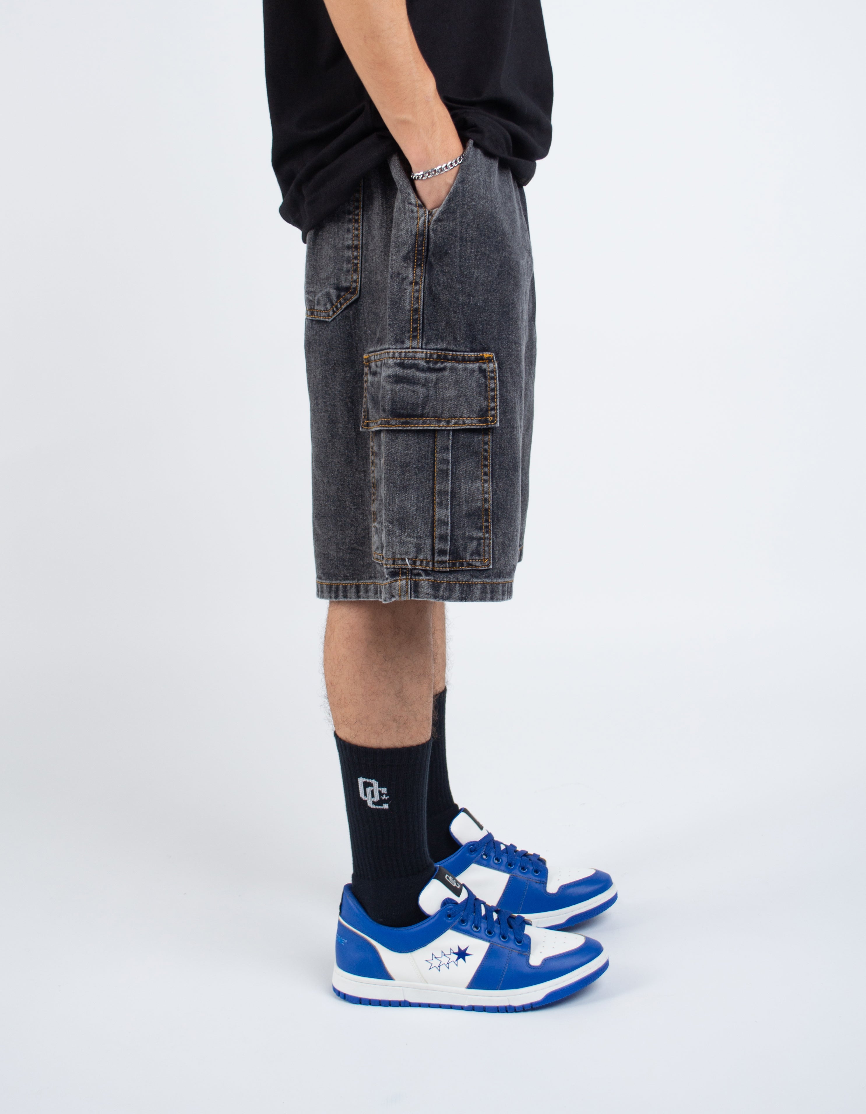 Bermuda Jeans Cargo Basic Black