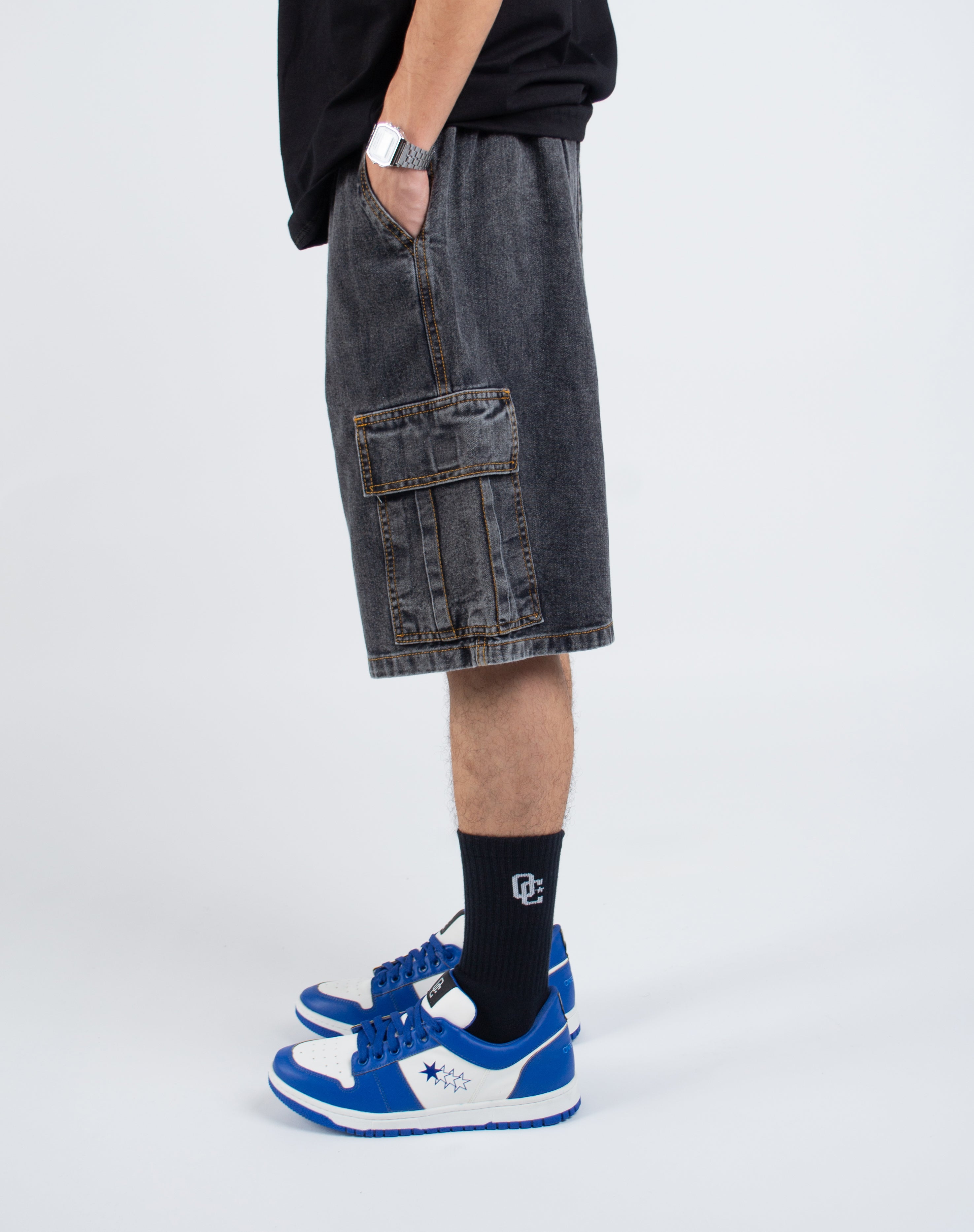 Bermuda Jeans Cargo Basic Black