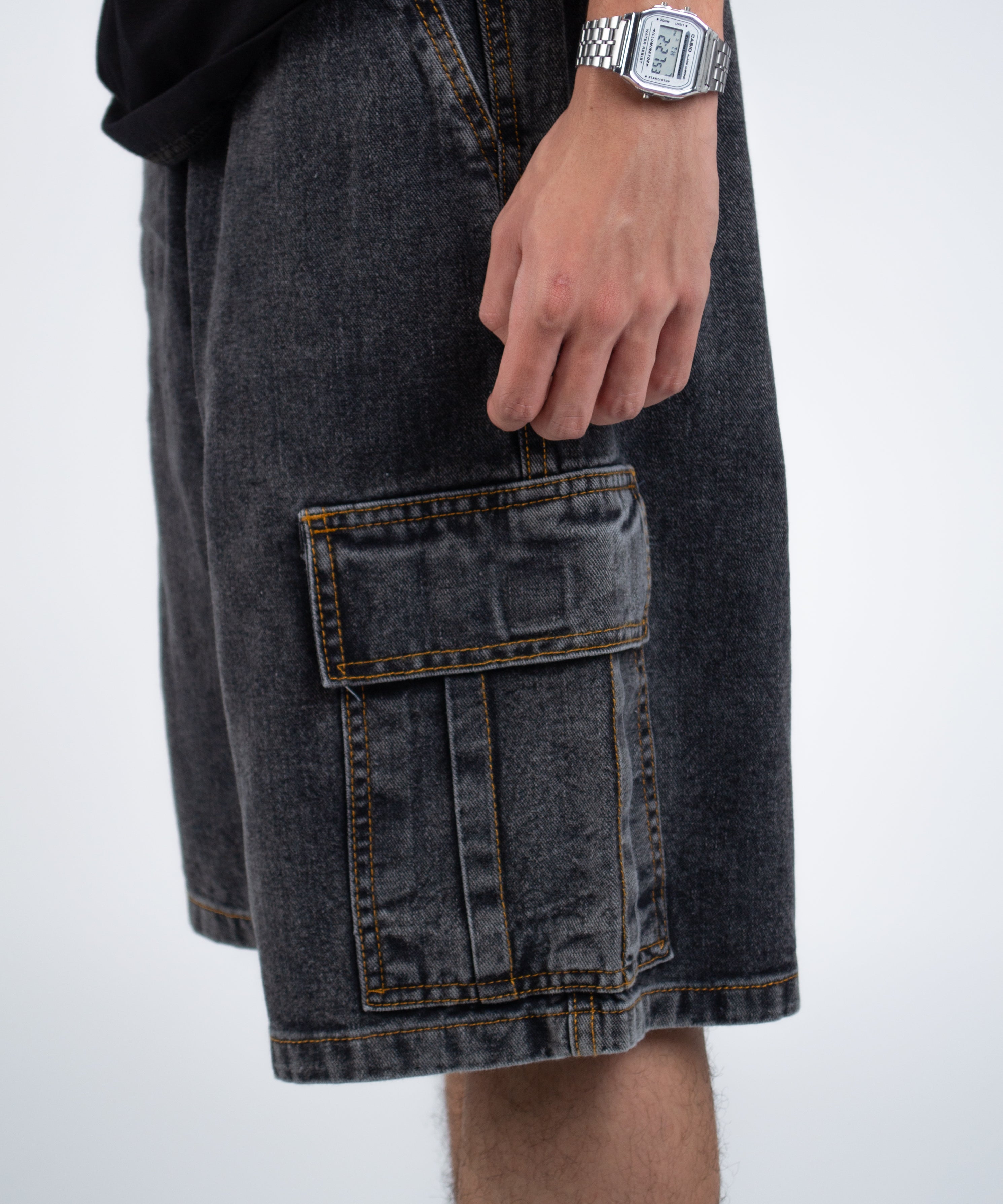 Bermuda Jeans Cargo Basic Black