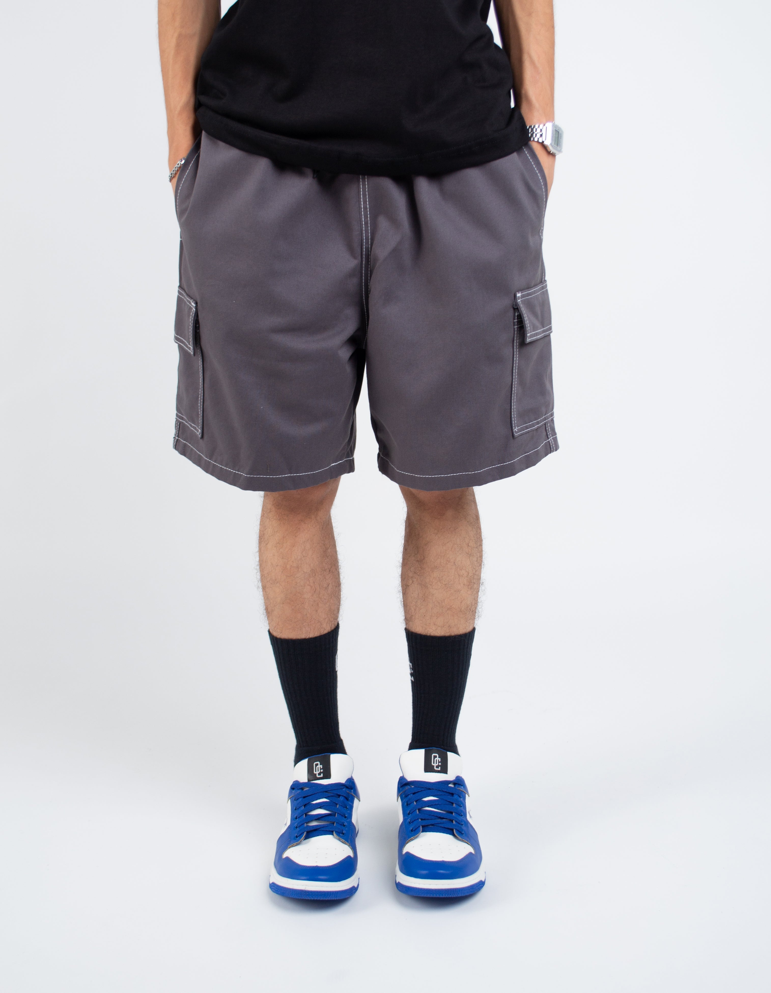 Bermuda Cargo Stroke Line Cinza Chumbo