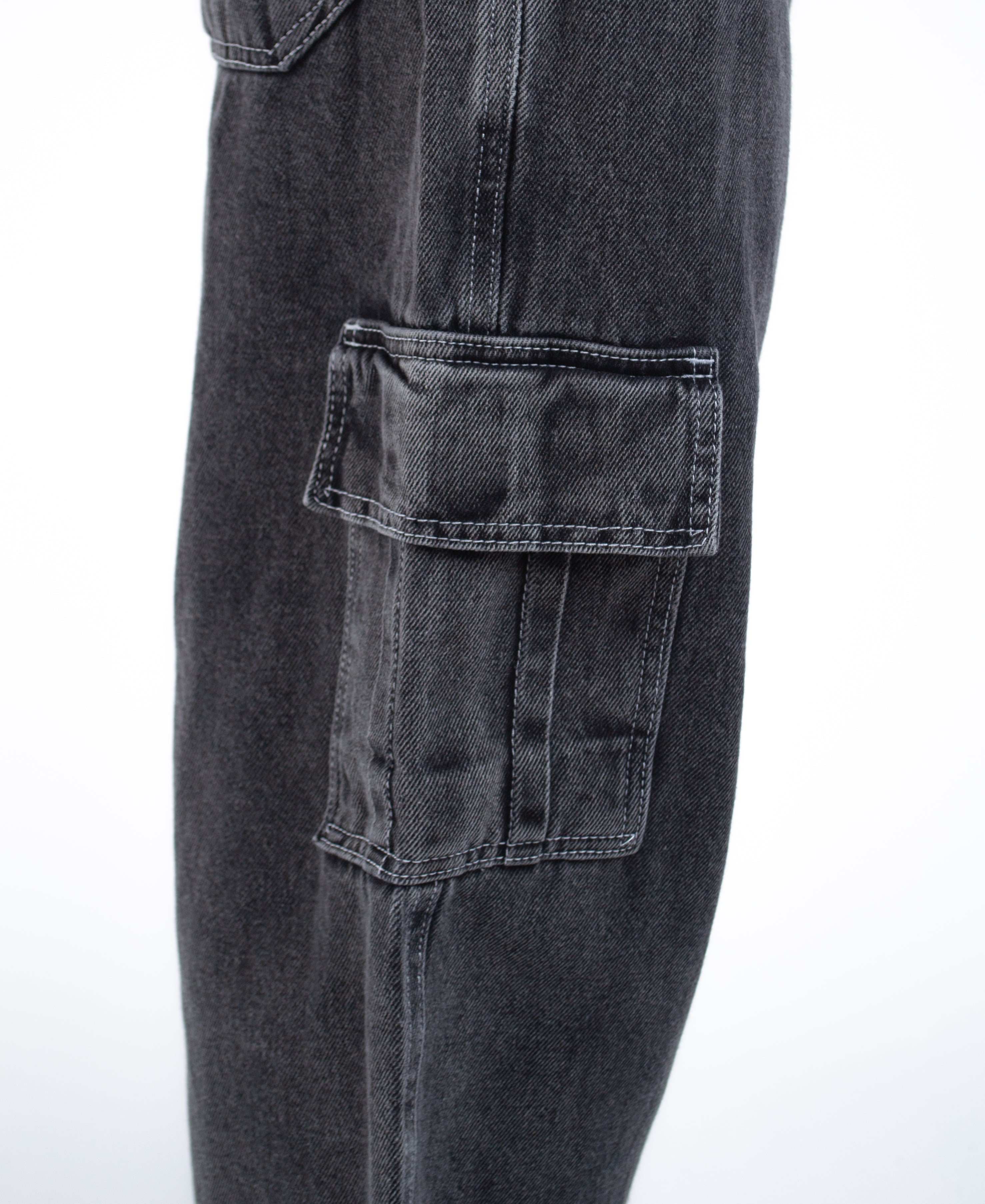 Calça Jeans Cargo Basic Black