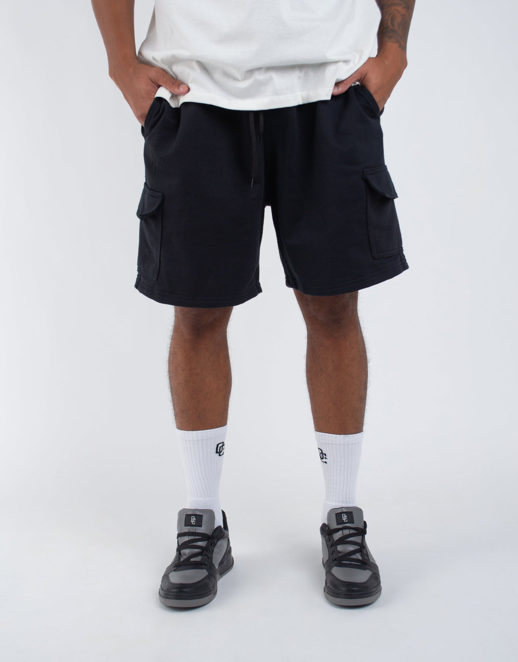 Bermuda Cargo Moletom  Basic Preta