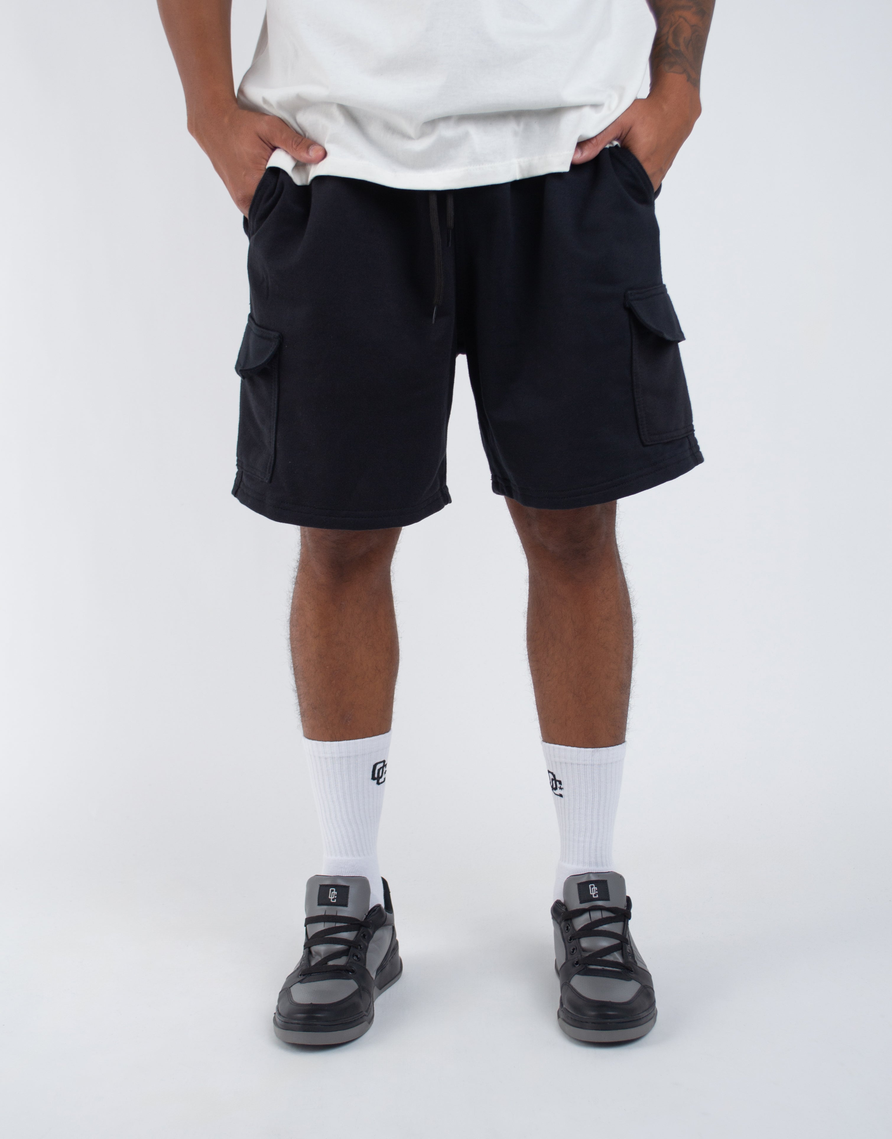 Bermuda Cargo Moletom  Basic Preta