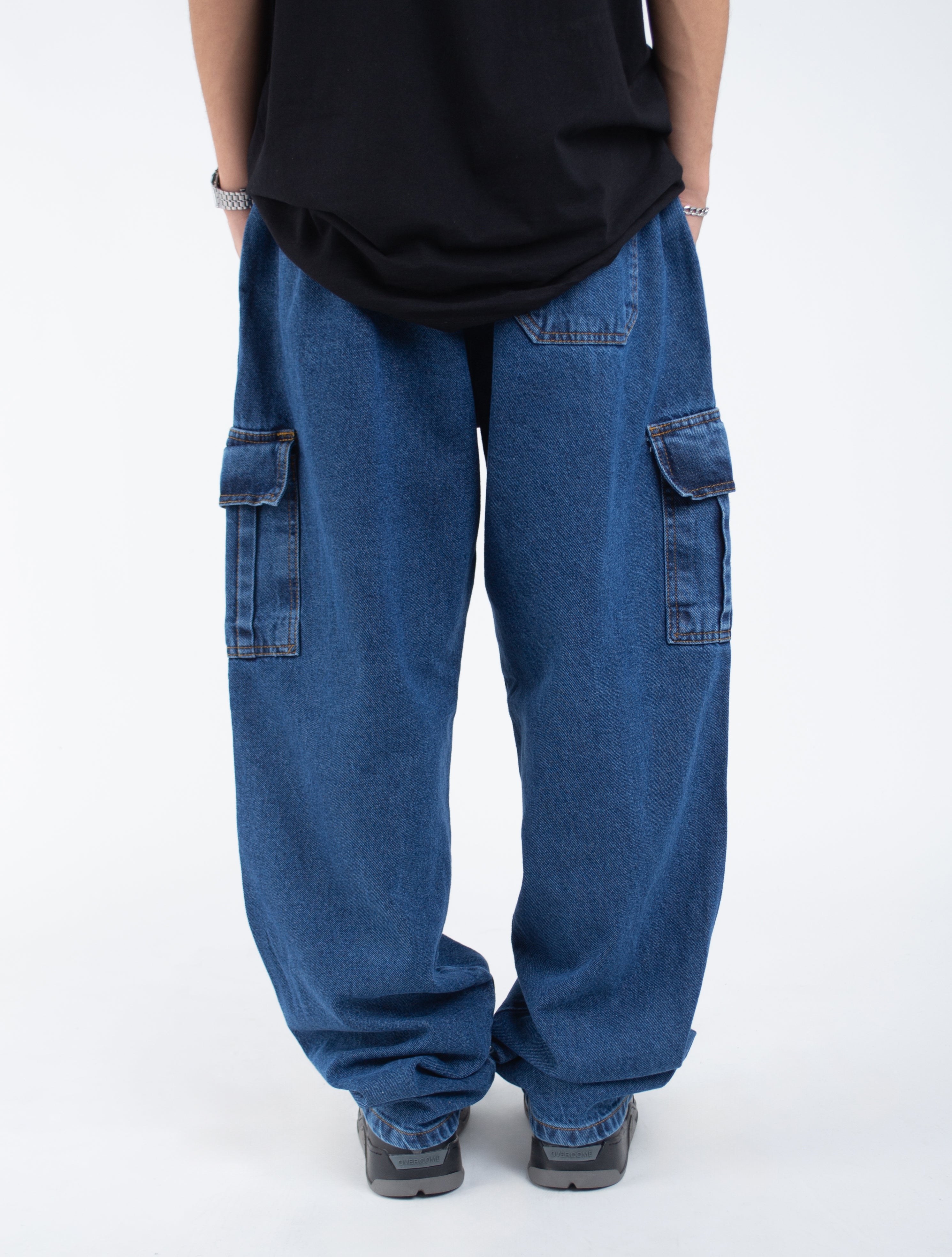 Calça Jeans Cargo Basic Azul Escuro