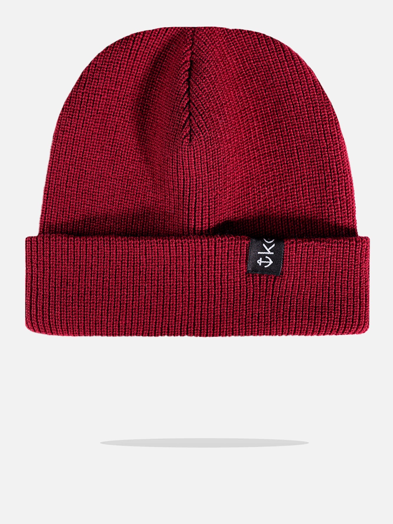 Gorro Curto de Lã Tricô Canelado - Vinho