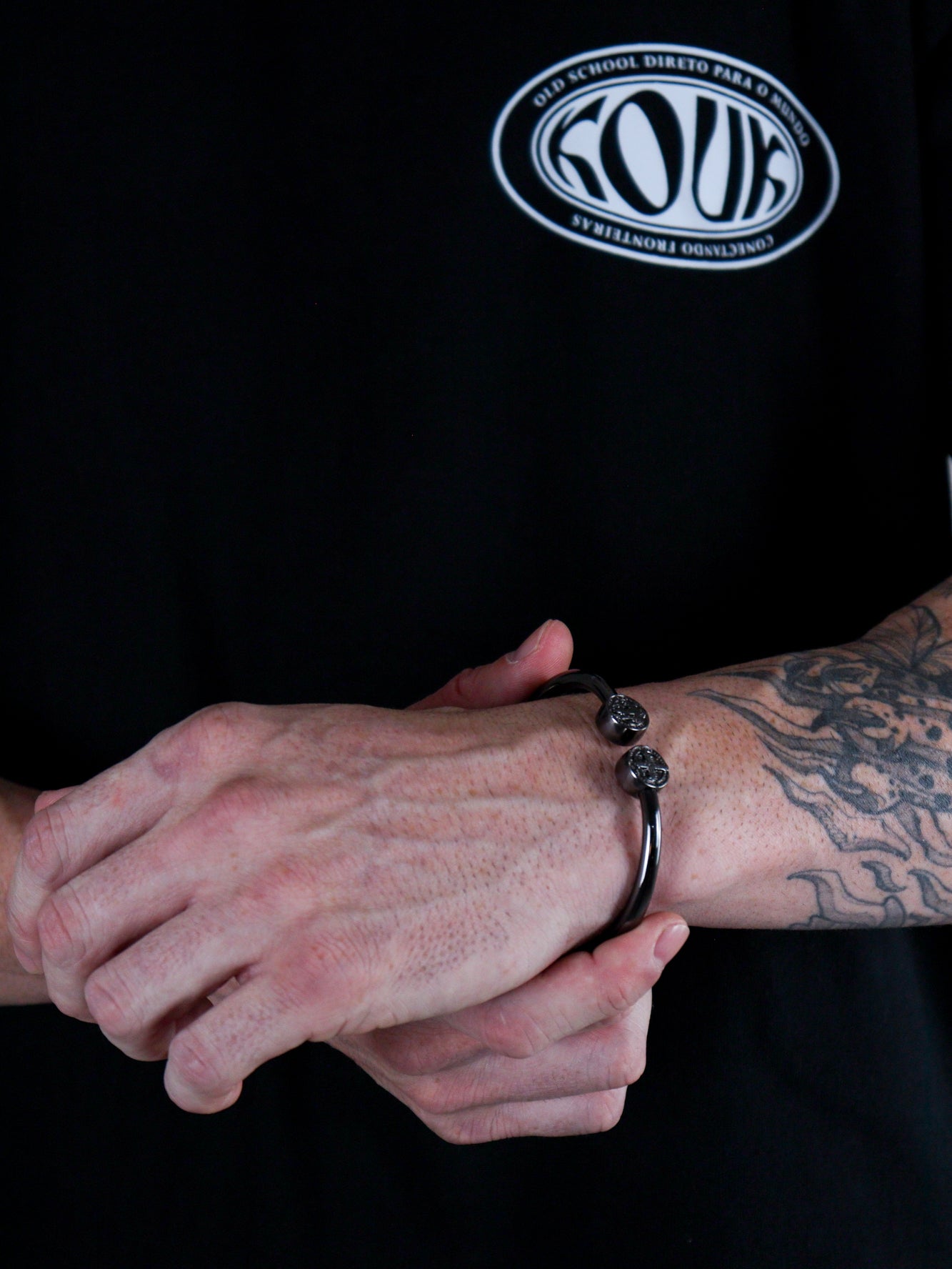 Pulseira Aço Medalha de São Bento Grafite