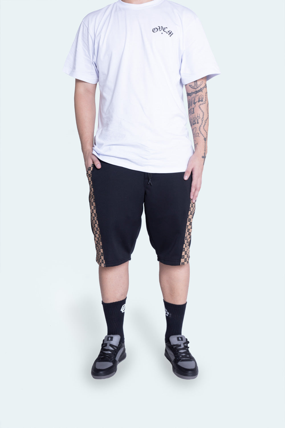 Bermuda Moletom Checkered Preta