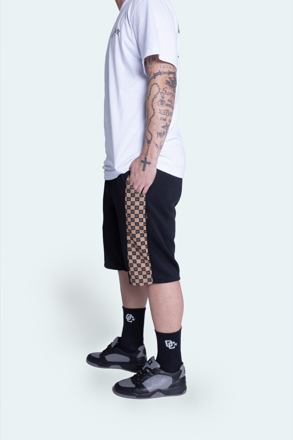 Bermuda Moletom Checkered Preta