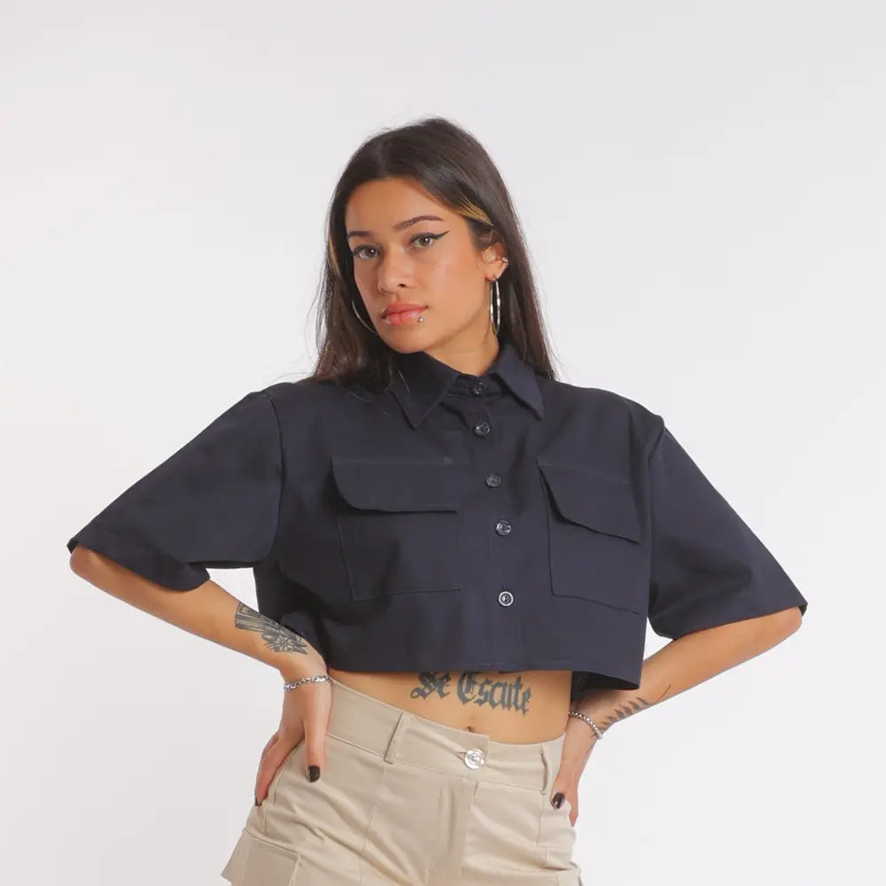 Cropped Work Azul Marinho