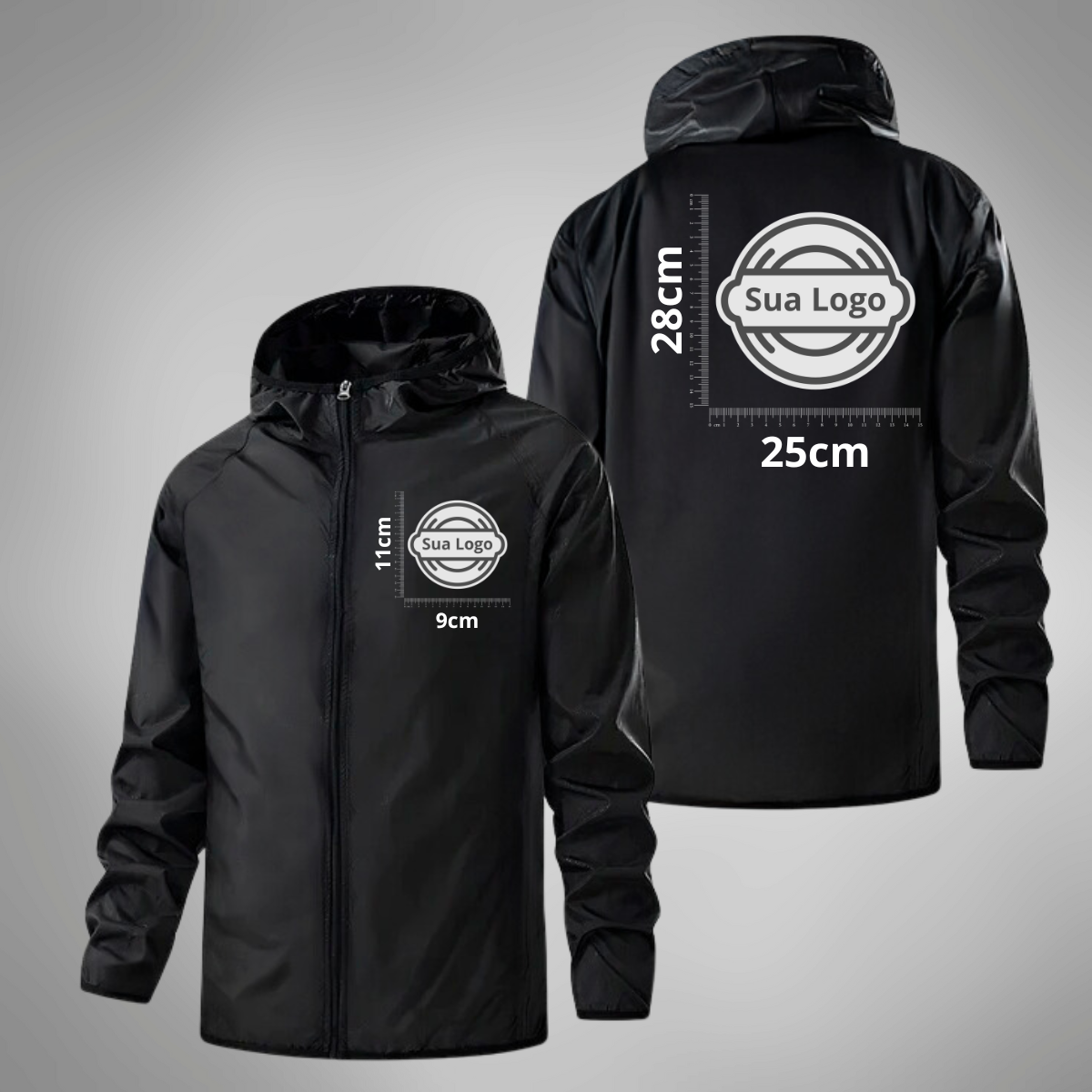 Jaqueta Corta Vento Lisa PERSONALIZADA Estampa Logo