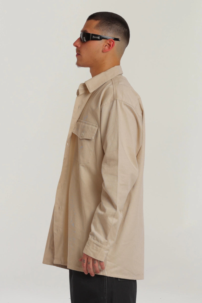 Workshirt Manga Longa (Camisa) Bege